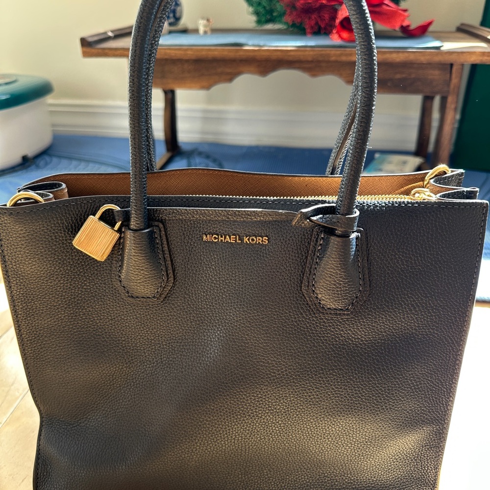 Michael Kors Mercer Navy Leather Tote Bag
